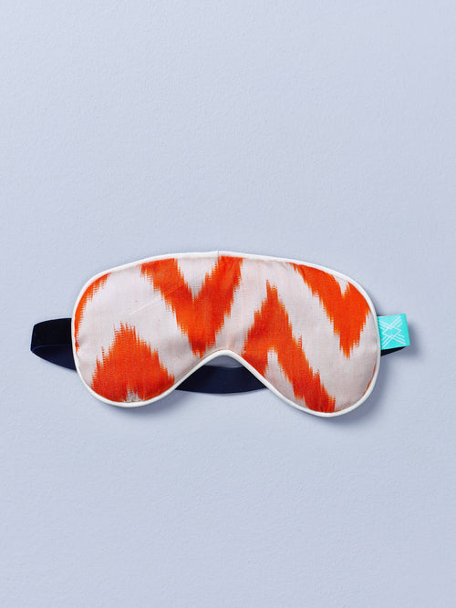 Orange Frankie Silk Ikat Eye Mask Without Lavender-Eye Masks-Nomad Design