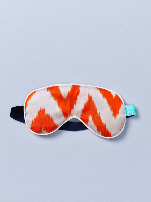 Orange Frankie Silk Ikat Eye Mask with Lavender-Eye Masks-Nomad Design
