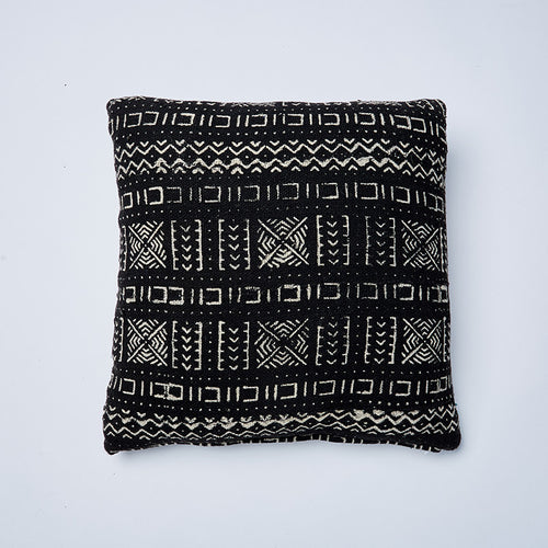 black little river mudcloth cushion by nomad design