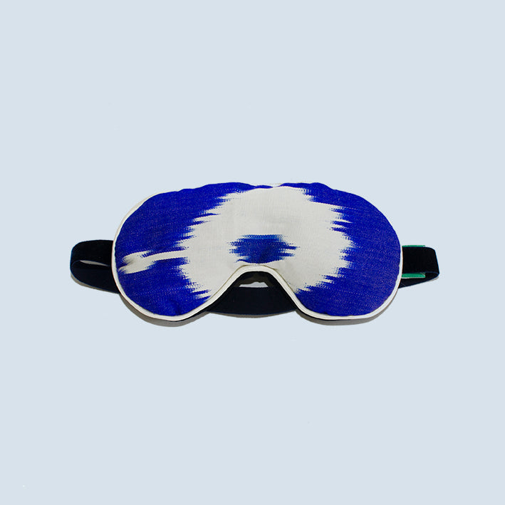 Blue Zanna Silk Ikat Eye Mask with Lavender-Eye Masks-Nomad Design