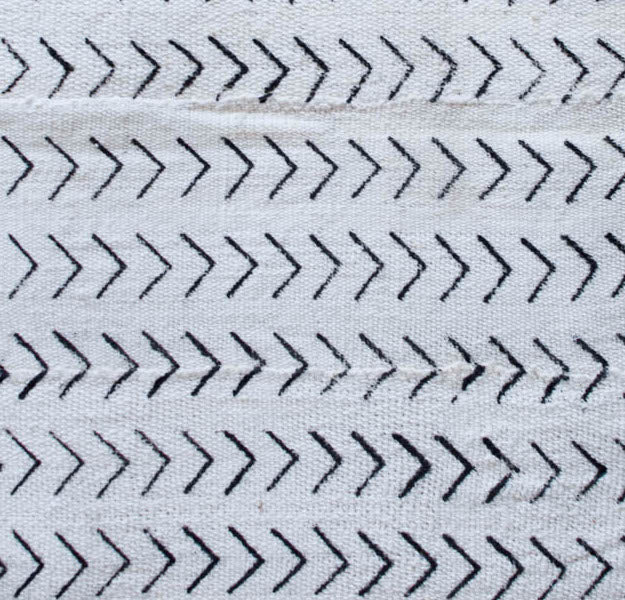 White Chevron Mudcloth Cushion-Mudcloth-Nomad Design