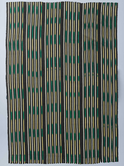 Emerald and Citron Embroidered Baulé Ikat Cloth nomad design