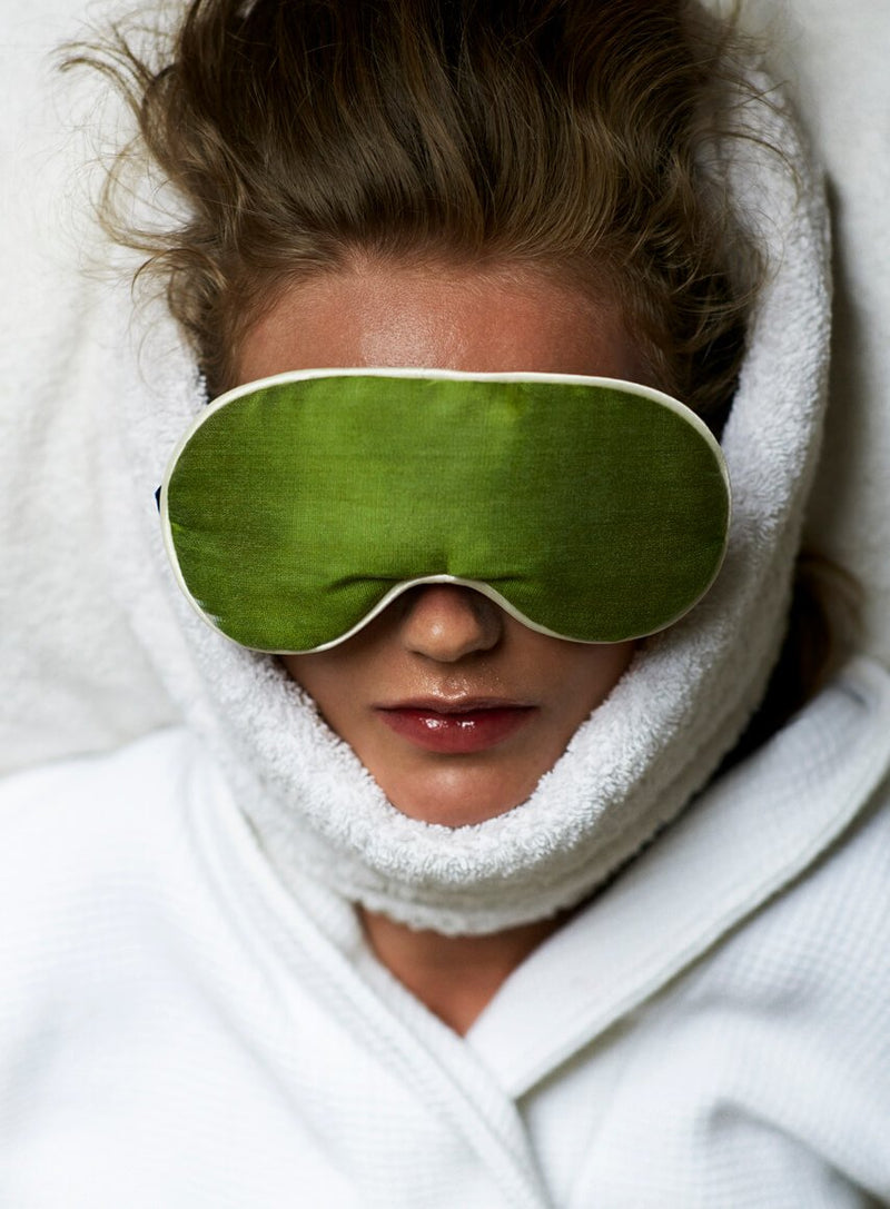 Green Sophie Silk Ikat Eye Mask Without Lavender-Eye Mask Nomad Design