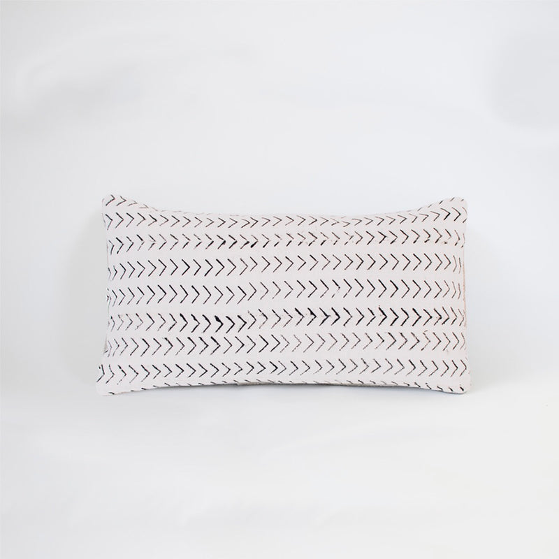 white chevron mudcloth lumbar cushion by nomad design