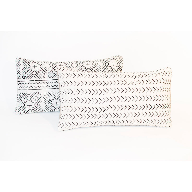 white chevron mudcloth lumbar cushion by nomad design