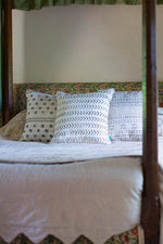 white chevron mudcloth cushion by nomad design